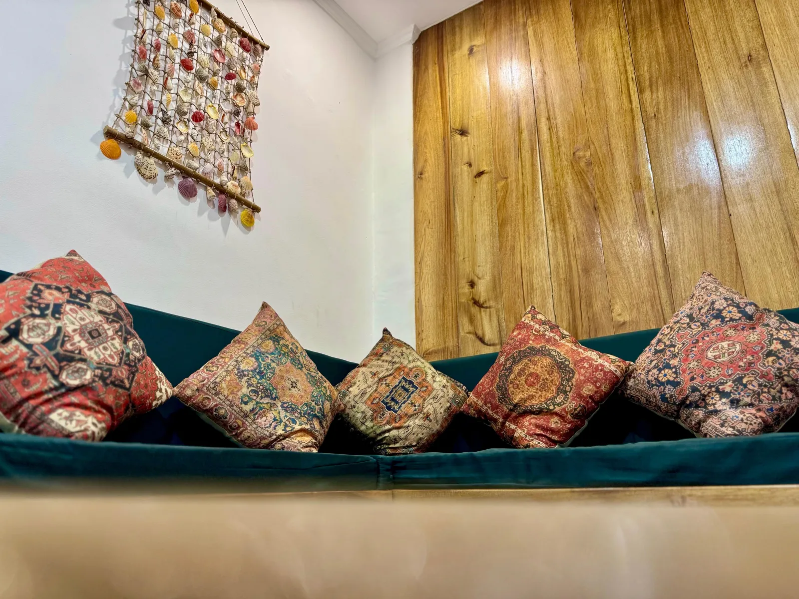 Teal sofa